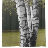 国の森林素朴な切り分けられたイニシャルの樺の木 シャワーカーテン (正面)