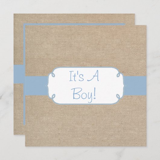 国の淡いブルーおよびベージュバーラップのベビーシャワー 招待状 (正面/裏面)