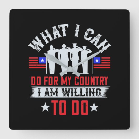 国の為にできることは進んでする スクエア壁時計 (正面)