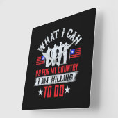 国の為にできることは進んでする スクエア壁時計 (傾斜)