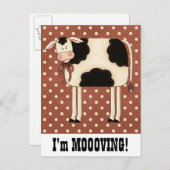 国の牛の女性の住所の変更の通知 案内ポストカード (正面/裏面)