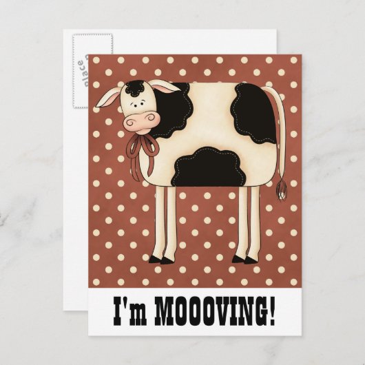 国の牛の女性の住所の変更の通知 案内ポストカード (正面/裏面)