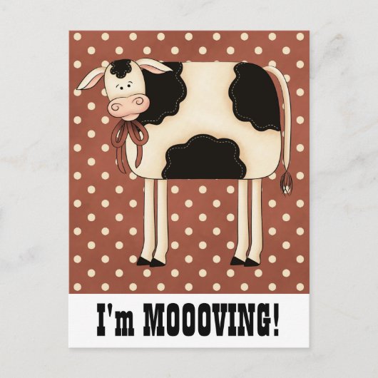 国の牛の女性の住所の変更の通知 案内ポストカード (正面)