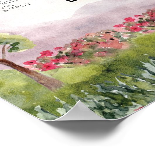 国の牧草地結婚の写真共有のサイン ポスター (角)