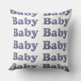 国の空色のギンガムの子供部屋の枕 クッション