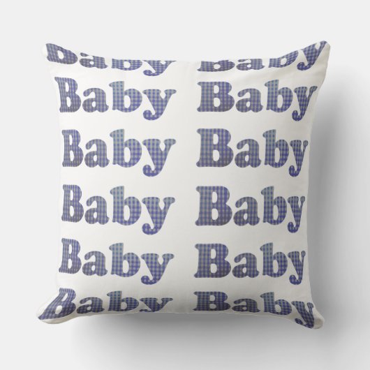 国の空色のギンガムの子供部屋の枕 クッション (正面)