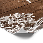 国の素朴きらめくライトレース結婚のサイン ポスター (角)