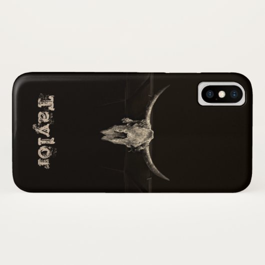 国の素朴で古いヴィンテージの旧式なセピア色のスカル Case-Mate iPhoneケース (裏面(横))