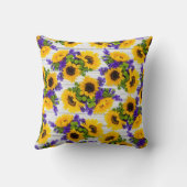 国の素朴で白い木製の紫色の黄色いヒマワリ クッション (裏面)