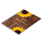 国の素朴なヒマワリのブライダルシャワーの来客名簿 ノートブック (左側)