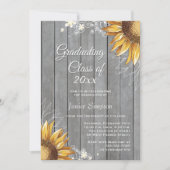 国の素朴なヒマワリの卒業パーティーの招待 招待状 (正面)