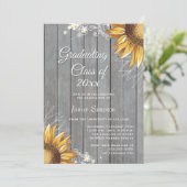 国の素朴なヒマワリの卒業パーティーの招待 招待状 (スタンド正面)