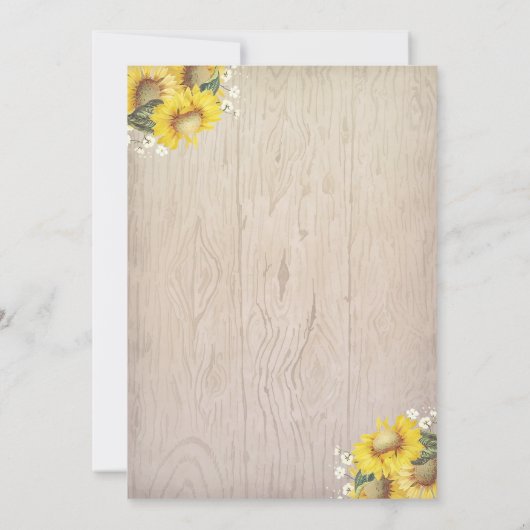 国の素朴なヒマワリの誕生日の写真 招待状 (裏面)