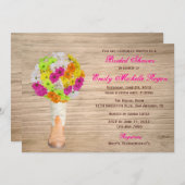 国の素朴なブーツおよびデイジーのブライダルシャワー 招待状 (正面/裏面)