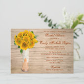 国の素朴なブーツおよびヒマワリのブライダルシャワー 招待状 (スタンド正面)