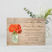 国の素朴なメーソンジャーによっては結婚式が開花します 招待状 (スタンド正面)