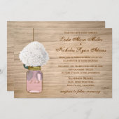 国の素朴なメーソンジャーのアジサイの結婚式 招待状 (正面/裏面)