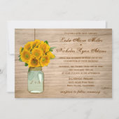 国の素朴なメーソンジャーのヒマワリの結婚 招待状 (正面)