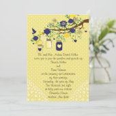 国の素朴なメーソンジャーの濃紺およびイエロー・ゴールド 招待状 (スタンド正面)