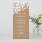 国の素朴なレースの結婚式の結婚式メニュー メニュー (スタンド正面)