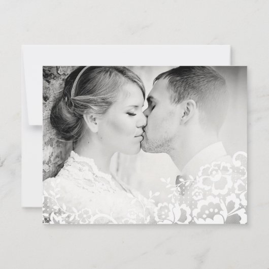 国の素朴なレースの結婚式は感謝していしています サンキューカード (裏面)