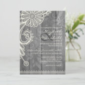 国の素朴なレース及び木製の花の結婚式の招待 招待状 (スタンド正面)