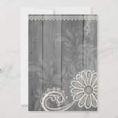 国の素朴なレース及び木製の花の結婚式の招待 招待状 (裏面)