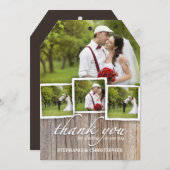 国の素朴な木は結婚式の写真カード感謝していしています サンキューカード (正面/裏面)