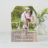 国の素朴な木は結婚式の写真カード感謝していしています サンキューカード (スタンド正面)