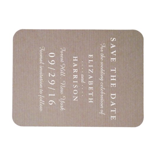 国の素朴クラフト結婚式の日付を保存 マグネット (横)