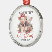 国の素朴クリスマスが待ち望む可愛い豚 メタルオーナメント (左)