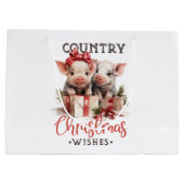 国の素朴クリスマスが待ち望む可愛い豚 ラージペーパーバッグ (裏面)