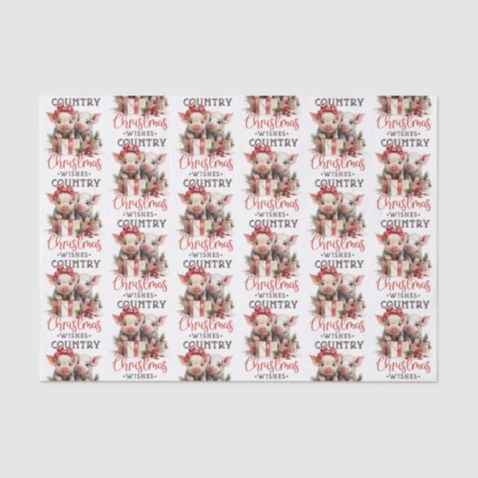 国の素朴クリスマスが待ち望む可愛い豚 薄葉紙 (正面)