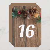 国の素朴クリスマスのテーブル番号 招待状 (正面/裏面)