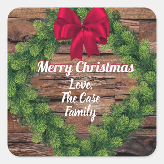 国の素朴クリスマスステッカー封筒用シール スクエアシール (正面)