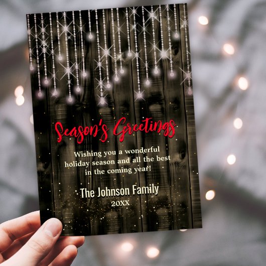 国の素朴クリスマスライト黒挨拶 シーズンカード