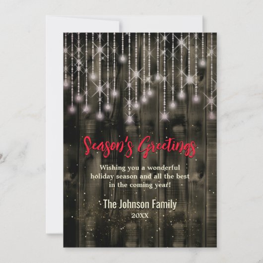 国の素朴クリスマスライト黒挨拶 シーズンカード (正面)