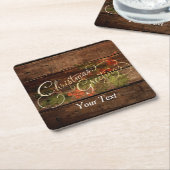 国の素朴クリスマス スクエアペーパーコースター (アングル)