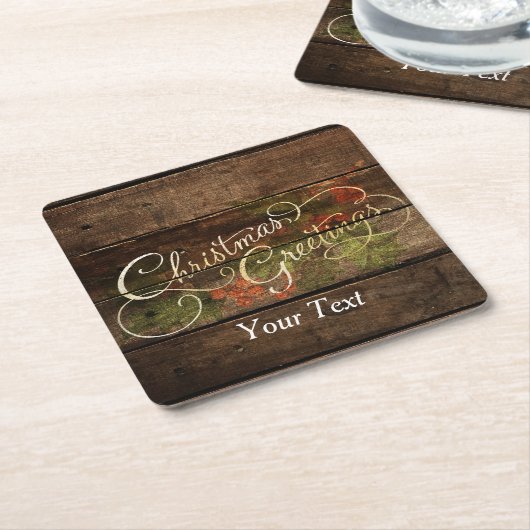国の素朴クリスマス スクエアペーパーコースター (アングル)