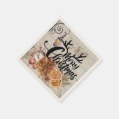 国の素朴スタイルと木のクリスマスモダン スタンダードカクテルナプキン (角)