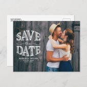 国の素朴タイポグラフィ写真の保存日付 案内ポストカード (正面/裏面)