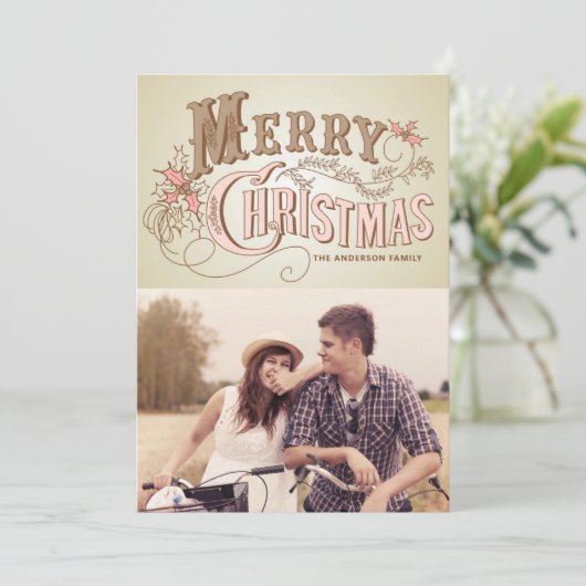 国の素朴タイポグラフィ |ホリデーフォトカード シーズンカード (スタンド正面)