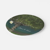 国の素朴ツリーとストリングライトの結婚プレート ペーパープレート (アングル)