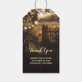 国の素朴ツリーとライト ギフトタグ