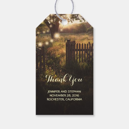 国の素朴ツリーとライト ギフトタグ (正面)