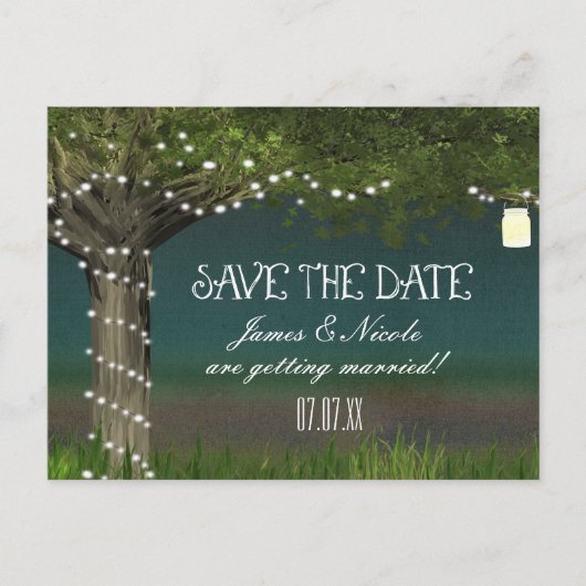 国の素朴ツリーとライ救トの日付はがき 案内ポストカード (正面)