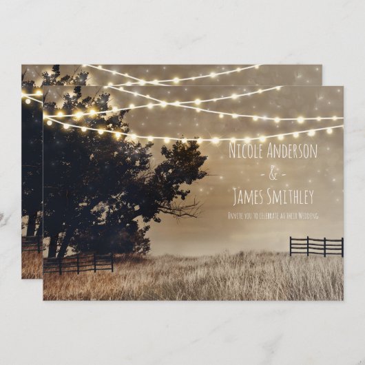 国の素朴フィールド&ライトカントリーの結婚式 招待状 (正面/裏面)