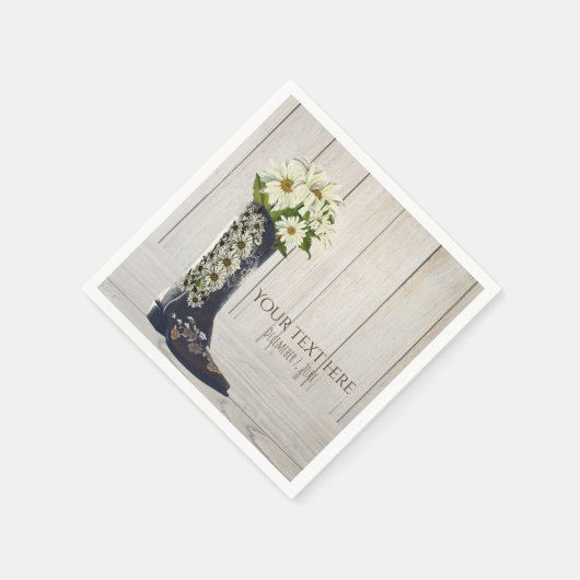 国の素朴ブートとデイジーブライダルシャワー スタンダードカクテルナプキン (角)