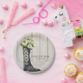 国の素朴ブートとデイジーブライダルシャワー ペーパープレート (パーティー)