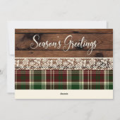国の素朴プレイドクリスマスファミリーの写真 シーズンカード (裏面)